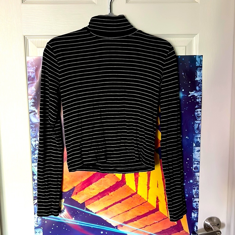 Zara Turtleneck Black With White Pinstripe